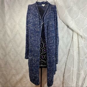 J Jill blue melange knit open front cardigan size M